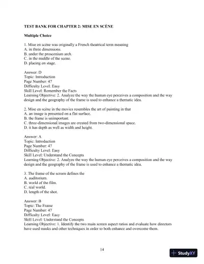 Test Bank for Understanding Movies, 14th Edition - Page 17 preview image