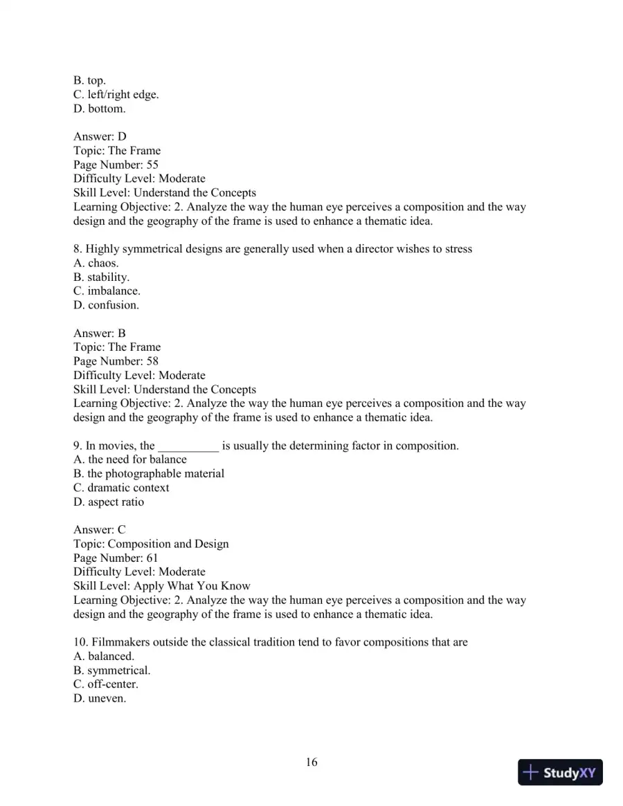 Test Bank for Understanding Movies, 14th Edition, page 19