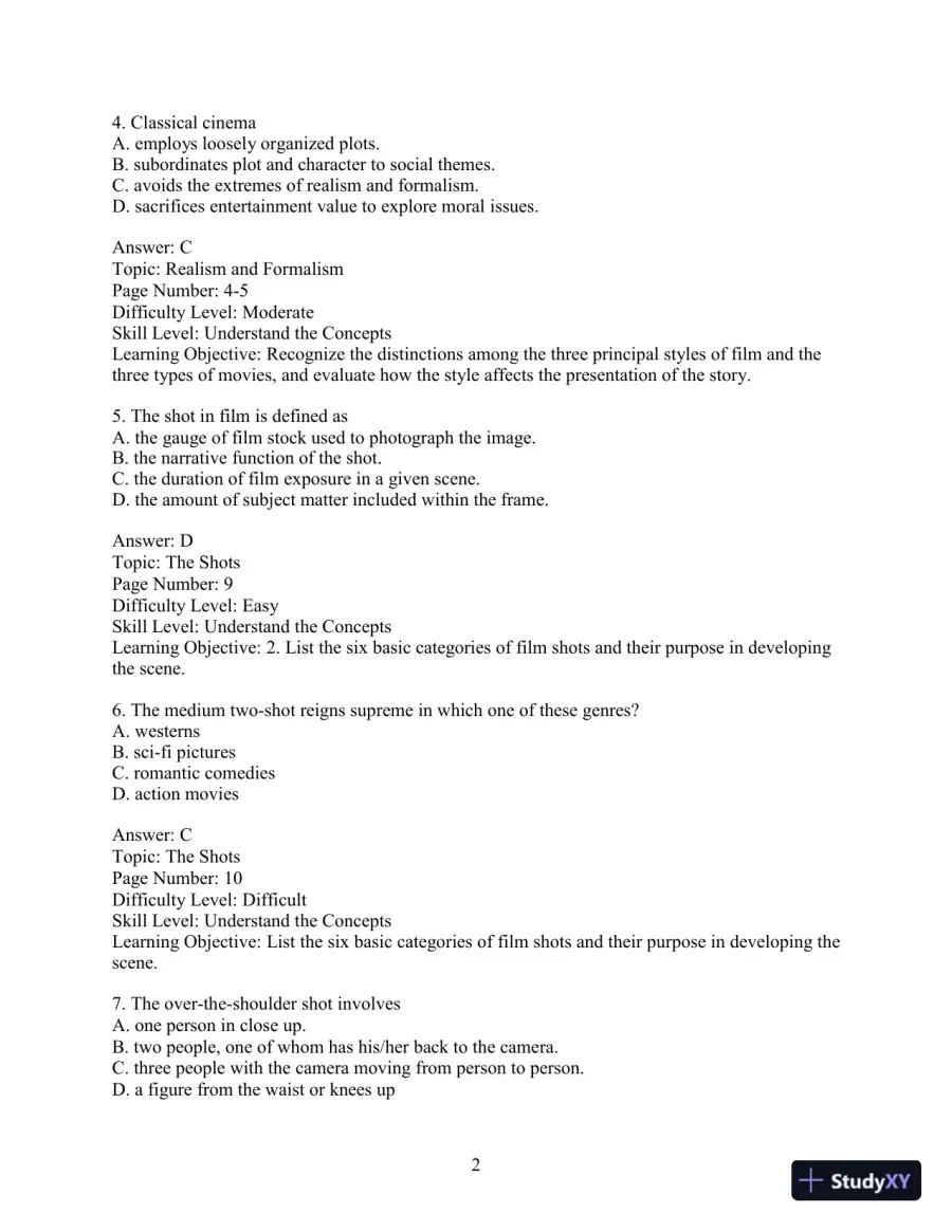 Test Bank for Understanding Movies, 14th Edition, page 5