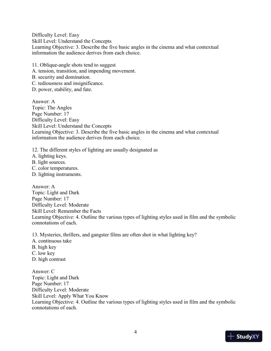 Test Bank for Understanding Movies, 14th Edition, page 7