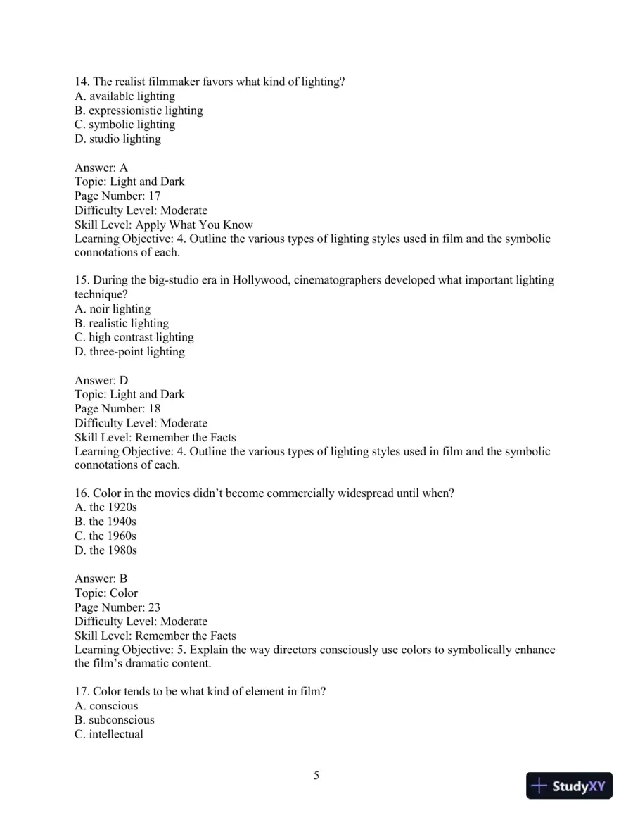 Test Bank for Understanding Movies, 14th Edition, page 8