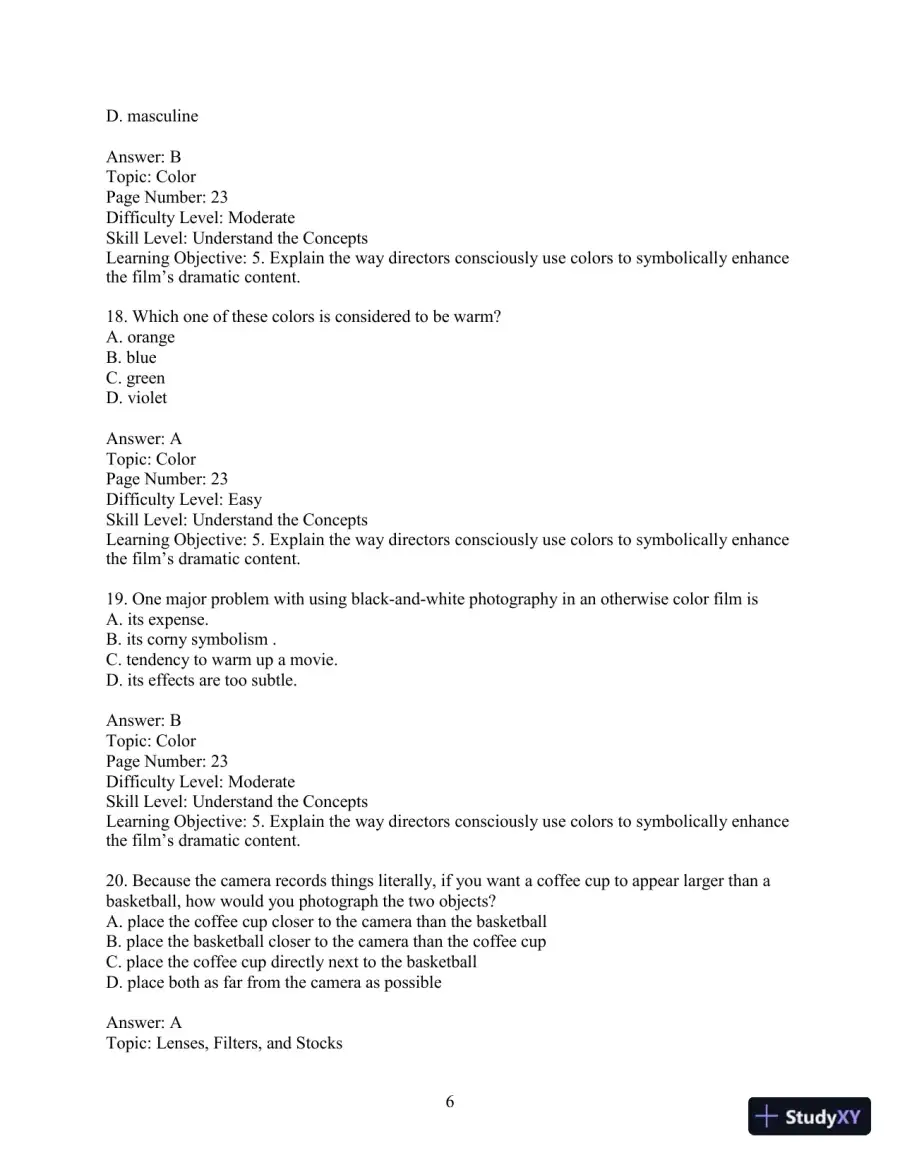 Test Bank for Understanding Movies, 14th Edition, page 9