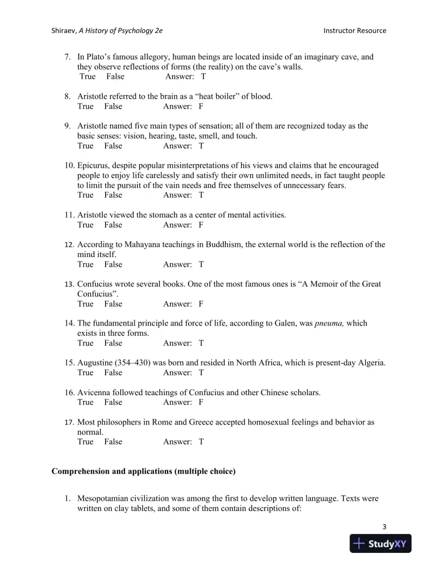 A History of Psychology: A Global Perspective Second Edition Test Bank, page 10