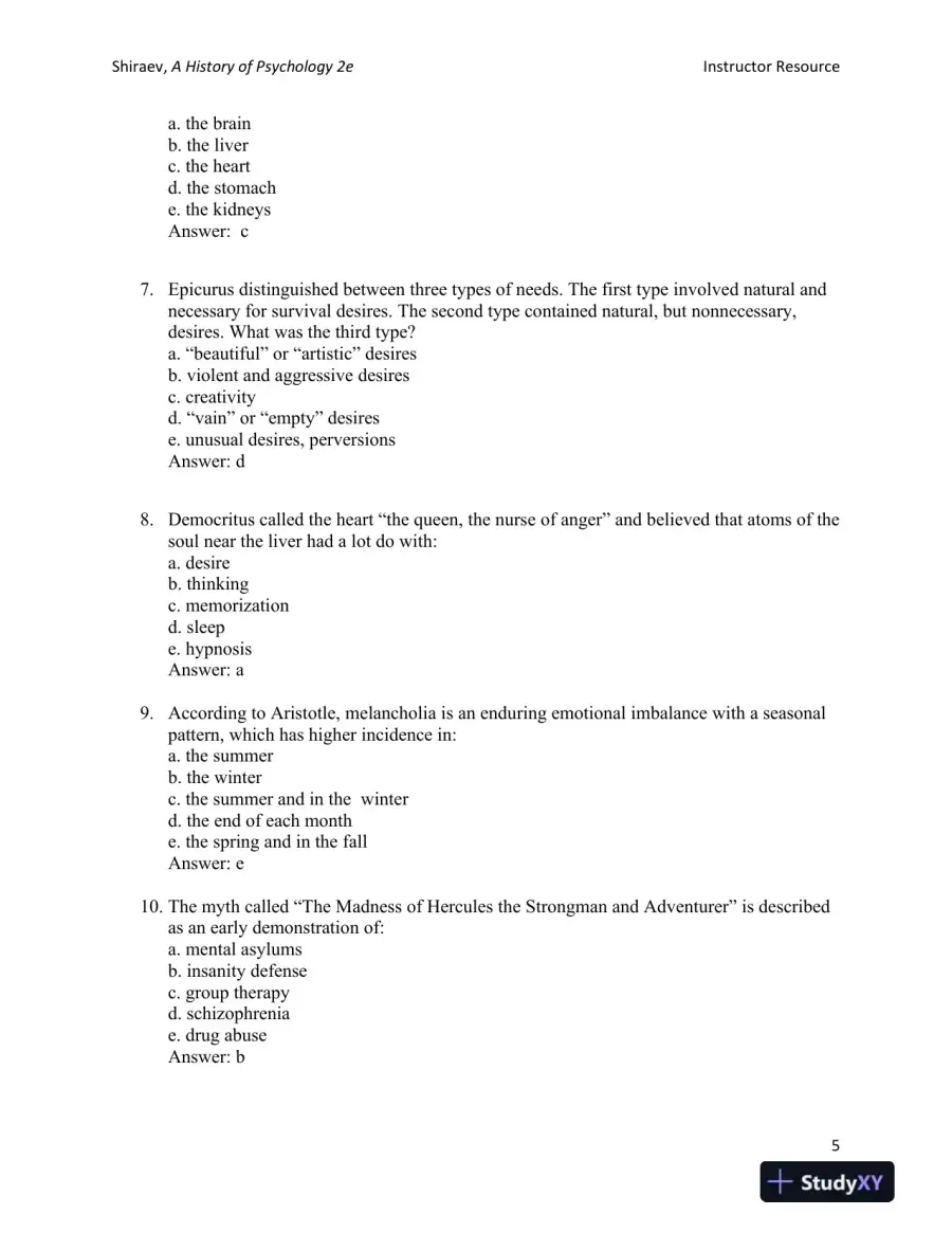 A History of Psychology: A Global Perspective Second Edition Test Bank, page 12