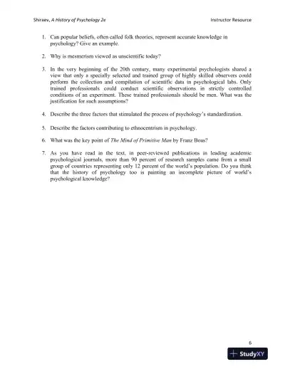 A History of Psychology: A Global Perspective Second Edition Test Bank - Page 7 preview image