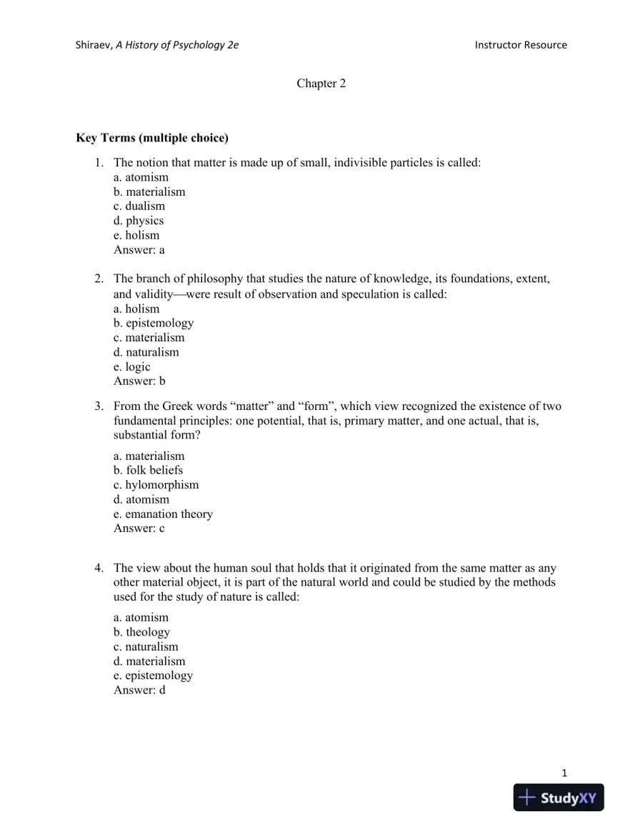 A History of Psychology: A Global Perspective Second Edition Test Bank, page 8