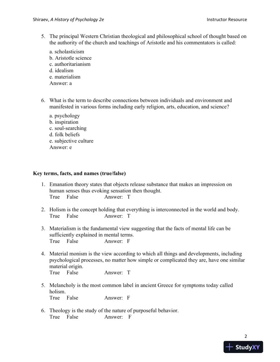 A History of Psychology: A Global Perspective Second Edition Test Bank, page 9