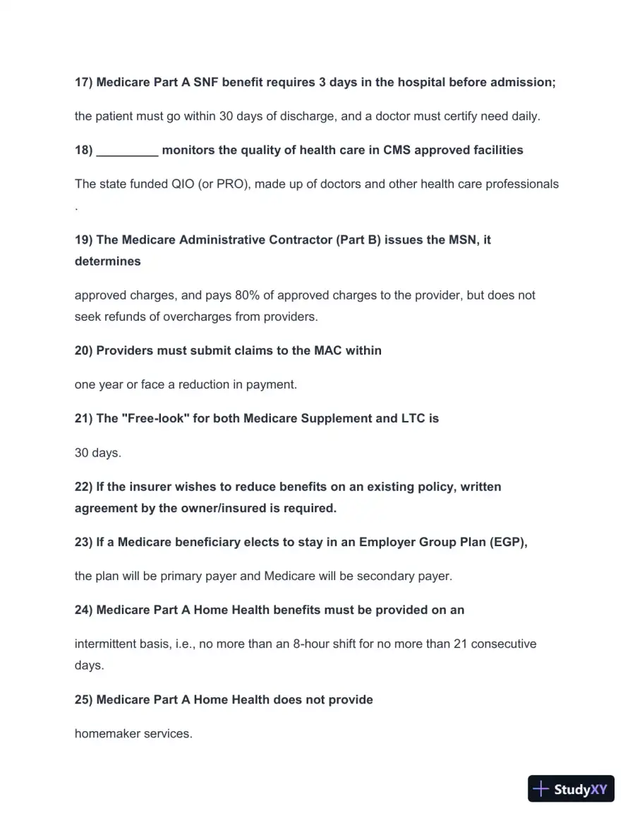 NC Medicare/LTC Practice Exam with Answers (100 Solved Questions), page 4