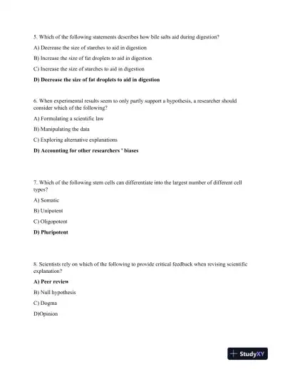 ATI Biochemistry TEAS With Answers (47 Solved Questions) - Page 3 preview image