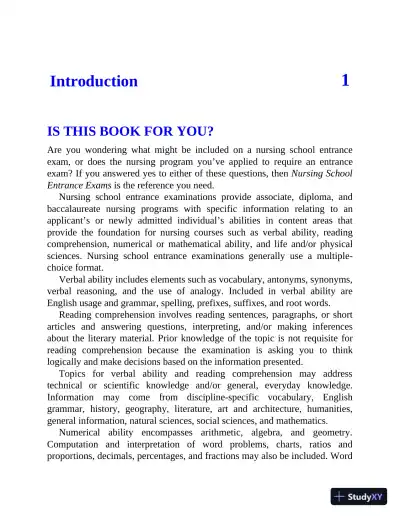 Nursing School Entrance Exams: HESI A2 / NLN PAX-RN / PSB-RN / RNEE / TEAS, 6th Edition (2020) - Page 12 preview image
