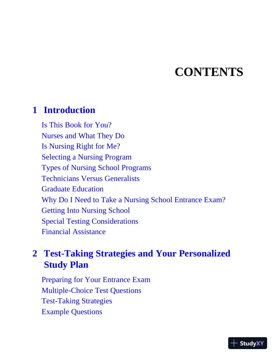 Nursing School Entrance Exams: HESI A2 / NLN PAX-RN / PSB-RN / RNEE / TEAS, 6th Edition (2020), page 5