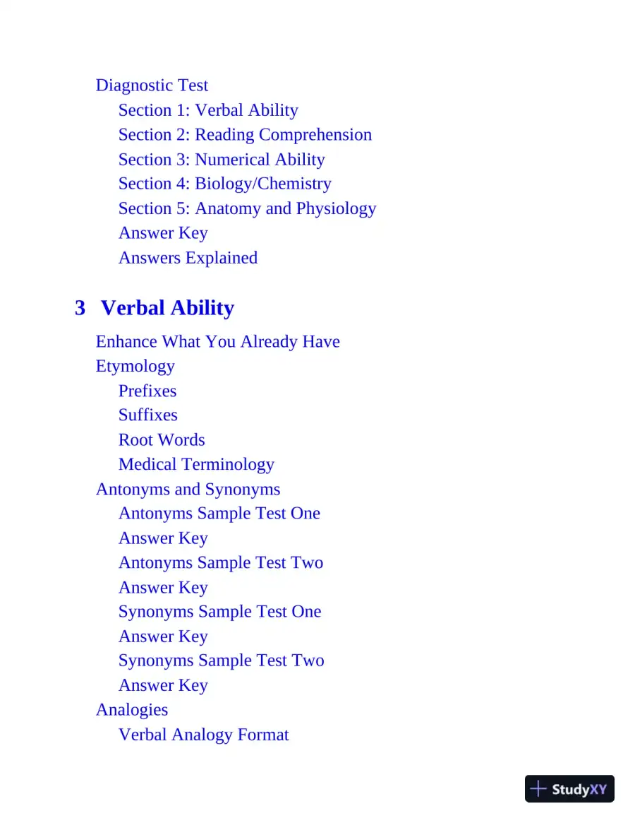 Nursing School Entrance Exams: HESI A2 / NLN PAX-RN / PSB-RN / RNEE / TEAS, 6th Edition (2020), page 6