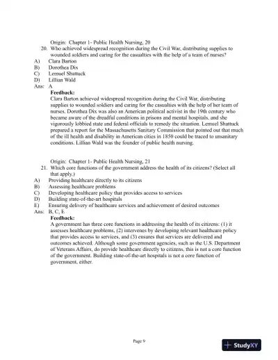 Test Bank For Community and Public Health Nursing, 1st Edition - Page 10 preview image