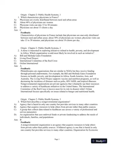 Test Bank For Community and Public Health Nursing, 1st Edition - Page 11 preview image