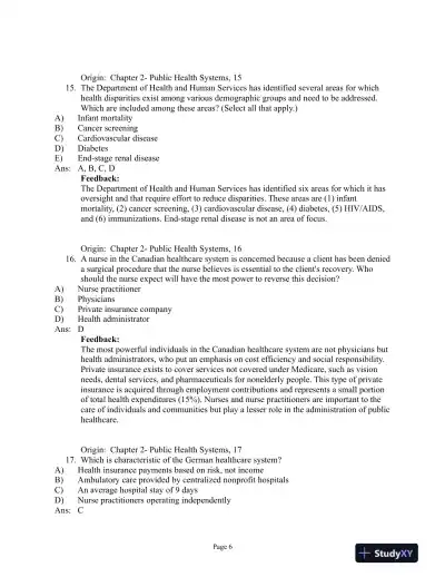 Test Bank For Community and Public Health Nursing, 1st Edition - Page 16 preview image