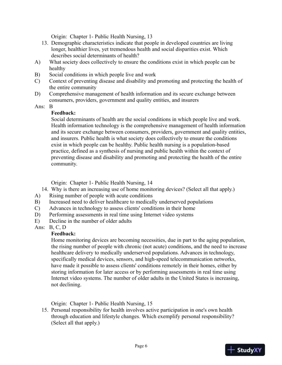 Test Bank For Community and Public Health Nursing, 1st Edition, page 7