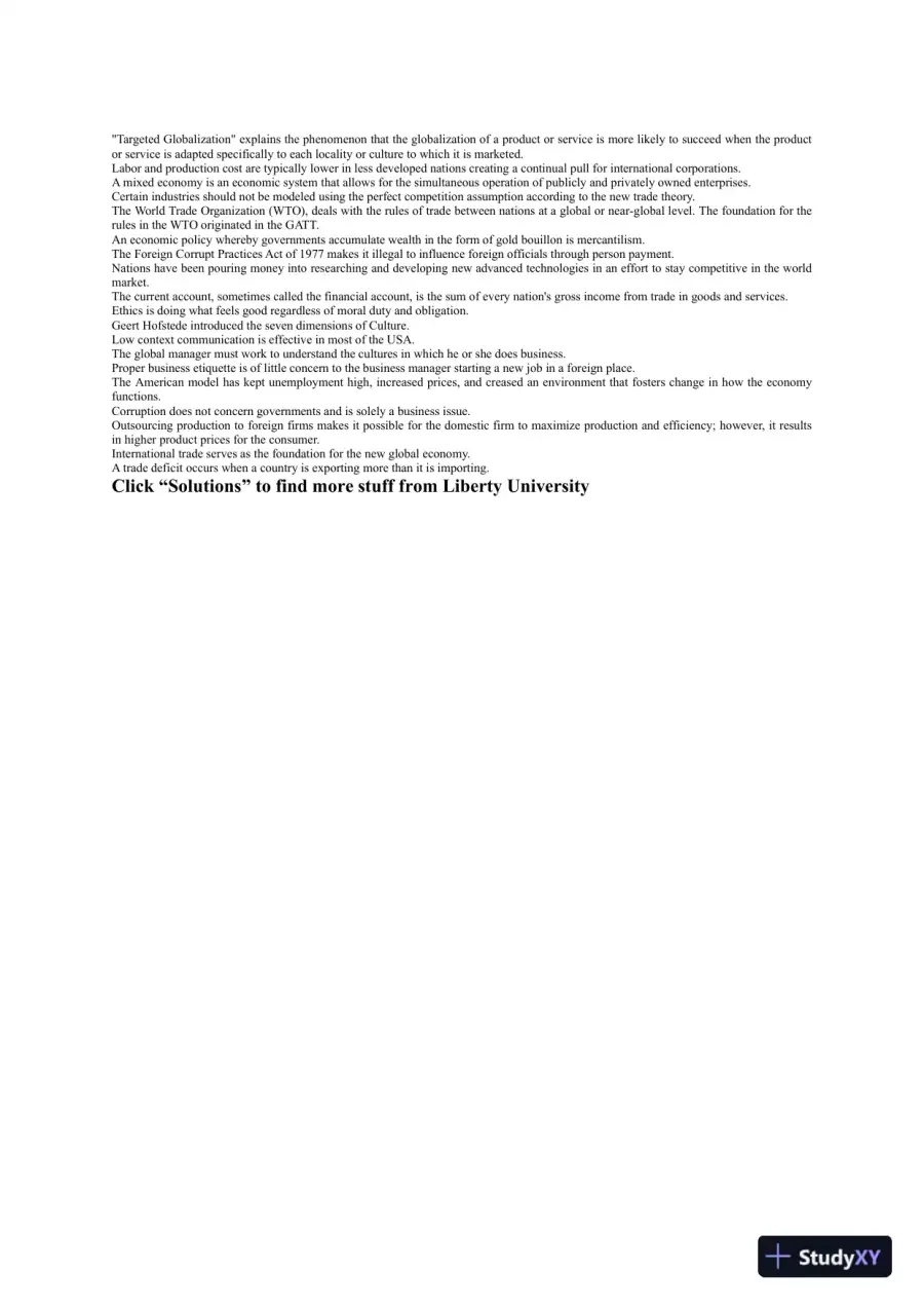 Liberty University BUSI 303 Exam 1 Complete Solutions Correct Answers Key, page 3