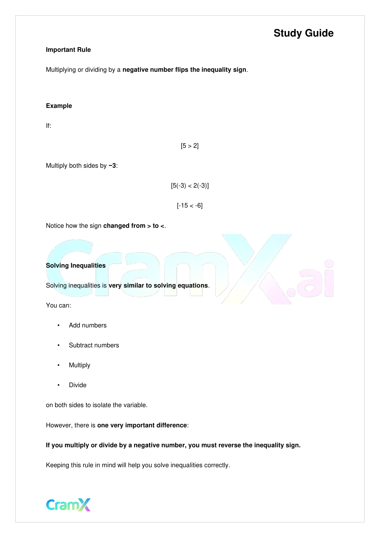 Algebra I – Inequalities Graphing and Absolute Value - Page 6 preview image