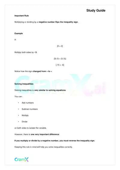 Algebra I – Inequalities Graphing and Absolute Value - Page 6 preview image