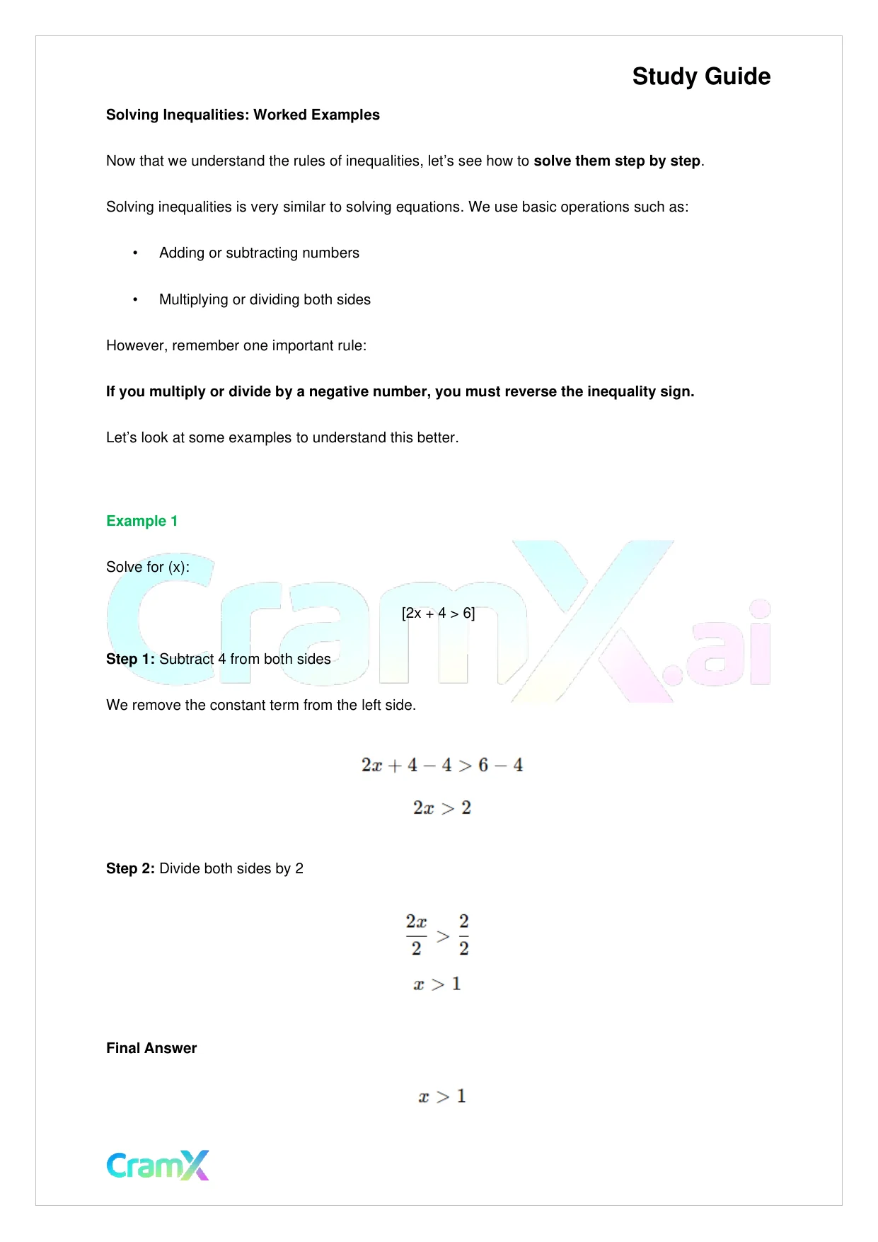 Algebra I – Inequalities Graphing and Absolute Value - Page 7 preview image