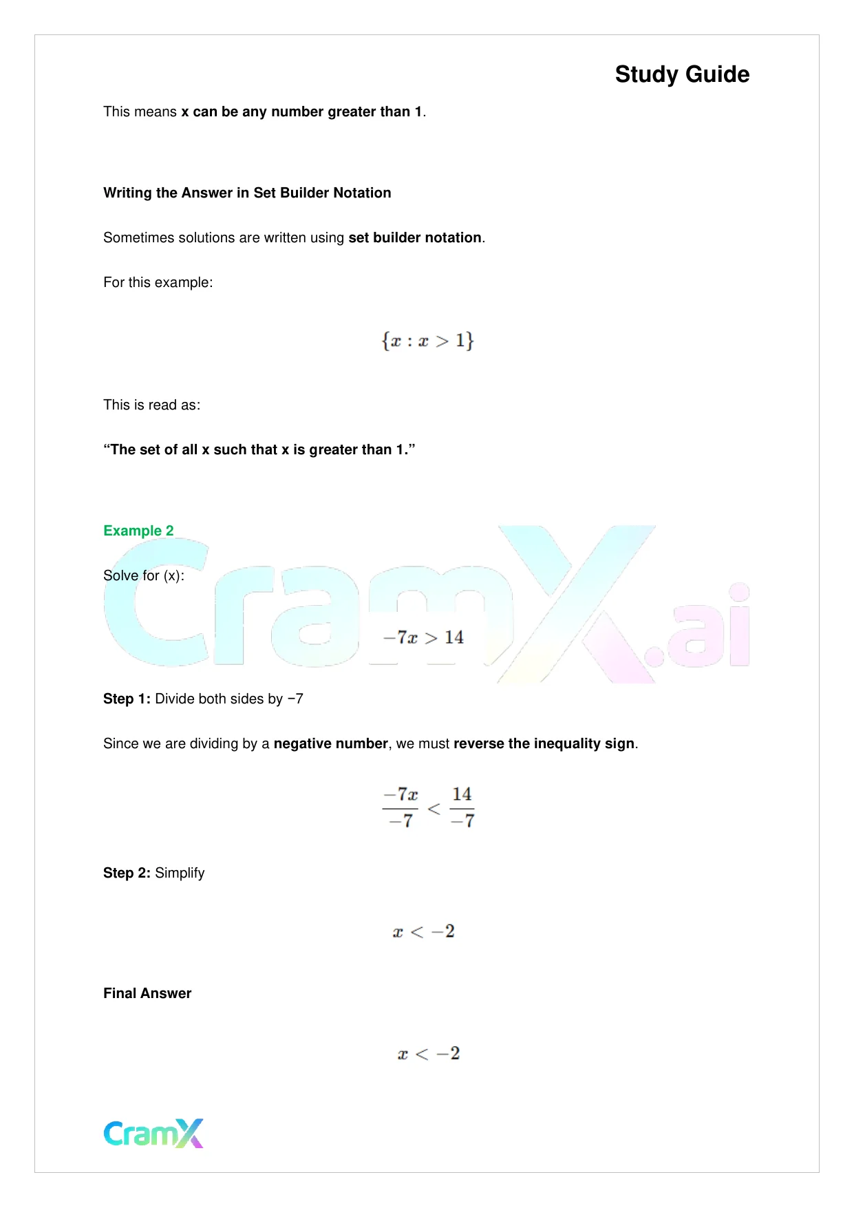 Algebra I – Inequalities Graphing and Absolute Value - Page 8 preview image