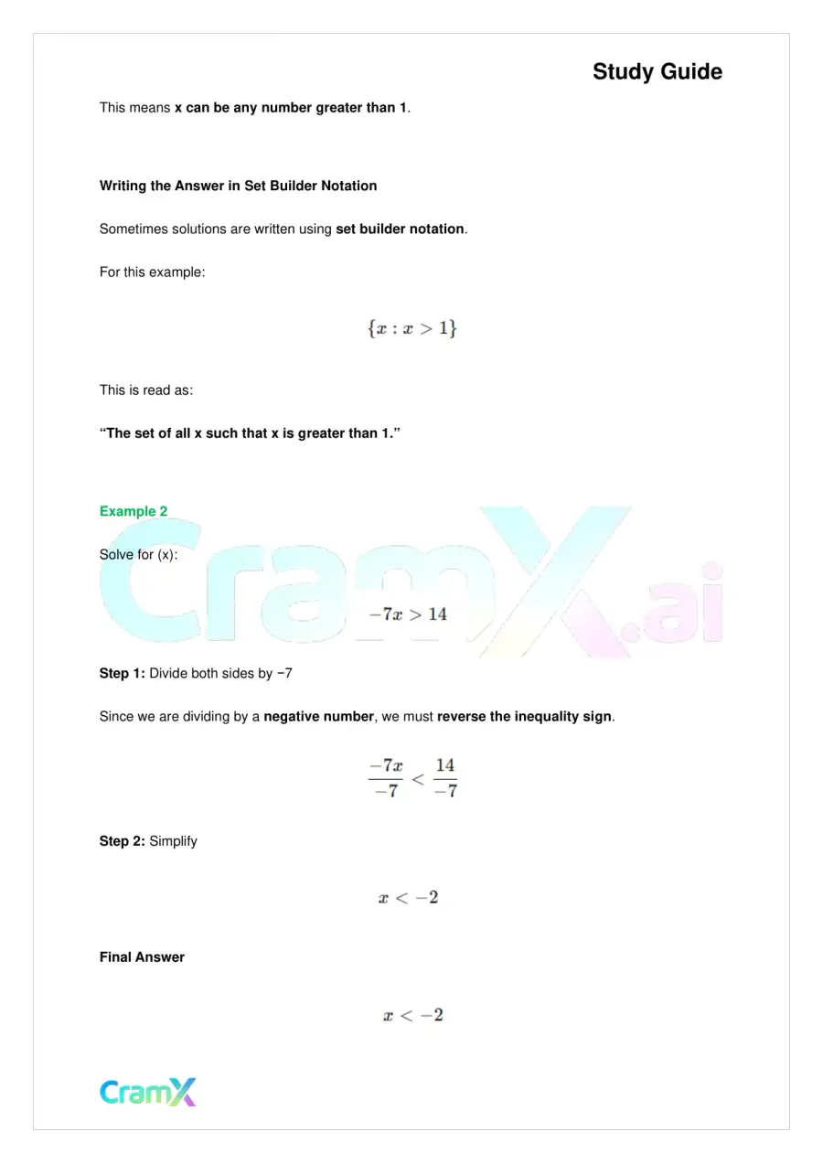 Algebra I – Inequalities Graphing and Absolute Value, page 8