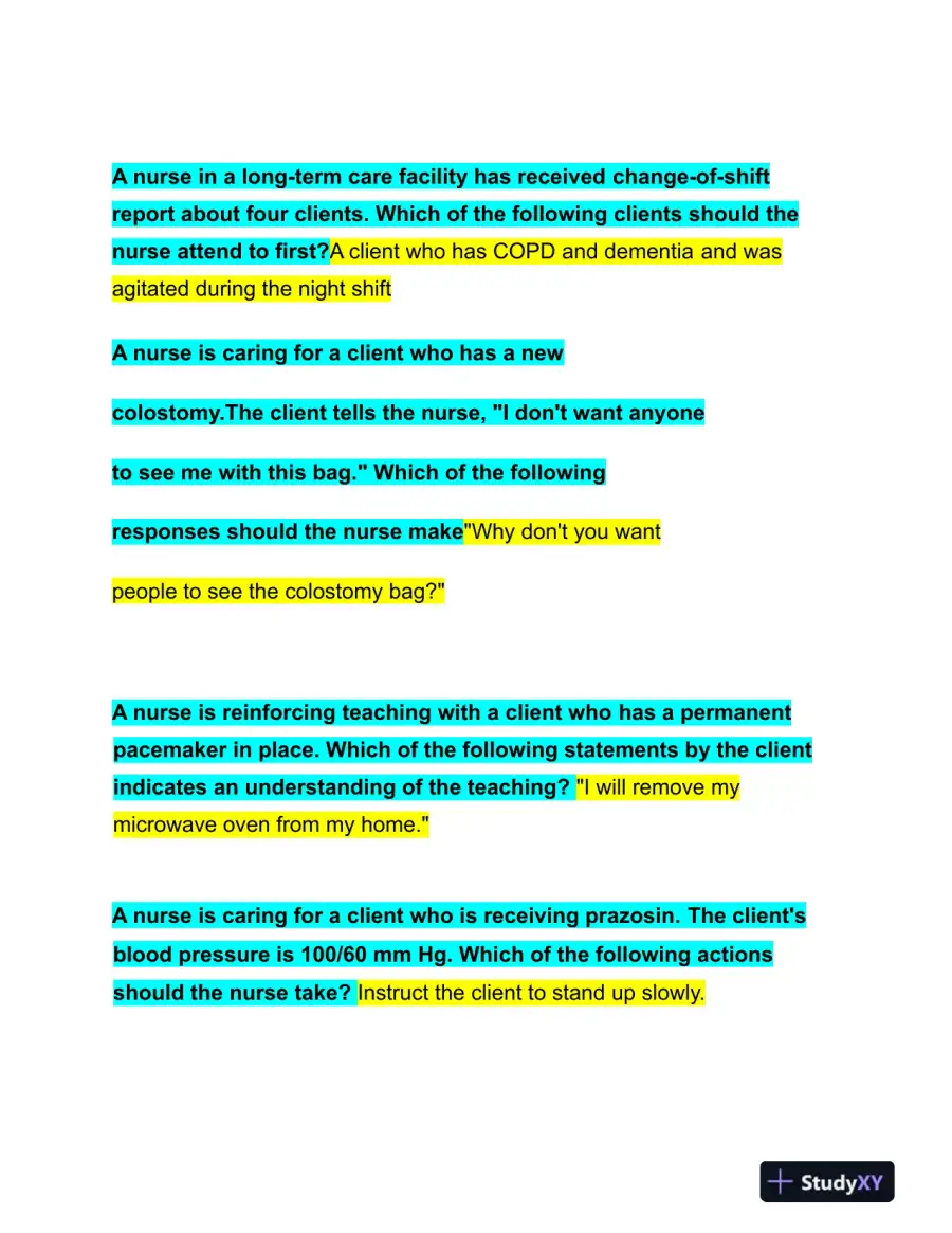 2023 ATI PN Proctored Exam with Answers (4 Solved Questions), page 15