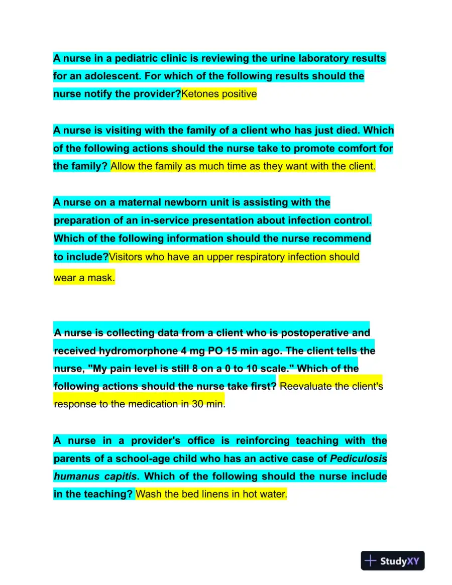 2023 ATI PN Proctored Exam with Answers (4 Solved Questions), page 4