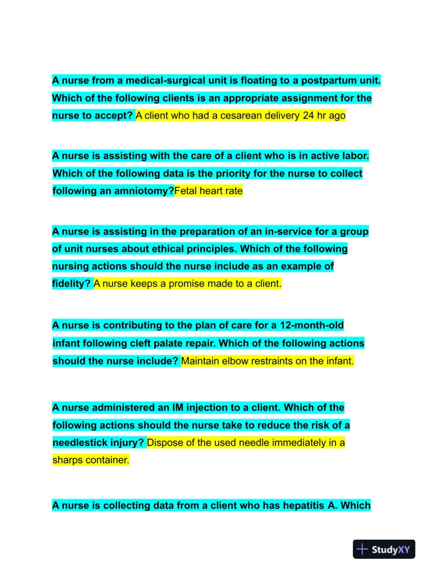 2023 ATI PN Proctored Exam with Answers (4 Solved Questions), page 5