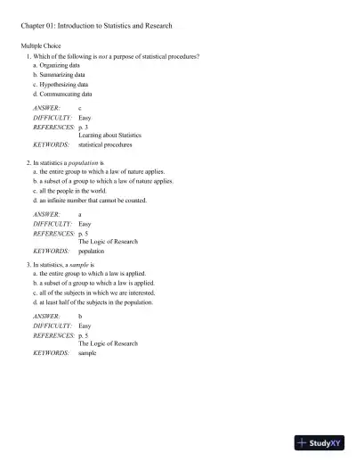 Behavioral Sciences STAT (New, Engaging Titles from 4LTR Press) 2nd Edition Test Bank - Page 1 preview image