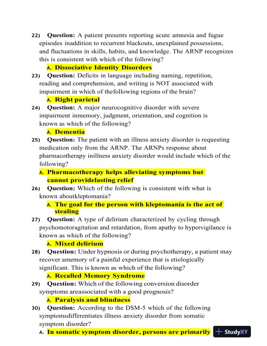 NRNP6665 Clinical Analysis Final Exam With Answers (34 Solved Questions), page 5