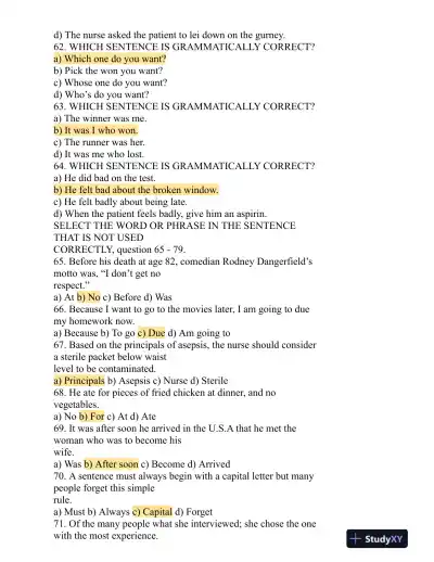 HESI Comprehensive Entrance Exam With Answers (513 Solved Questions) - Page 11 preview image