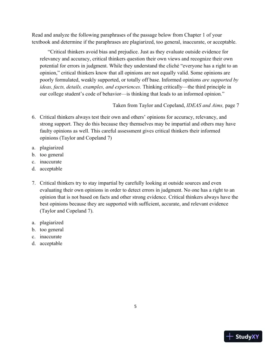 IDEAS & Aims For College Writing, MLA Update Test Bank, page 9