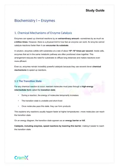 Biochemistry I - Enzymes - Page 1 preview image