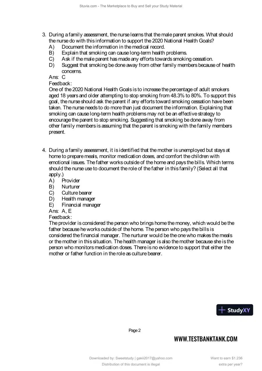 Test Bank for Maternal and Child Health Nursing: Care of the Childbearing and Childrearing Family, 9th North American Edition (Chapters 1-56), page 11