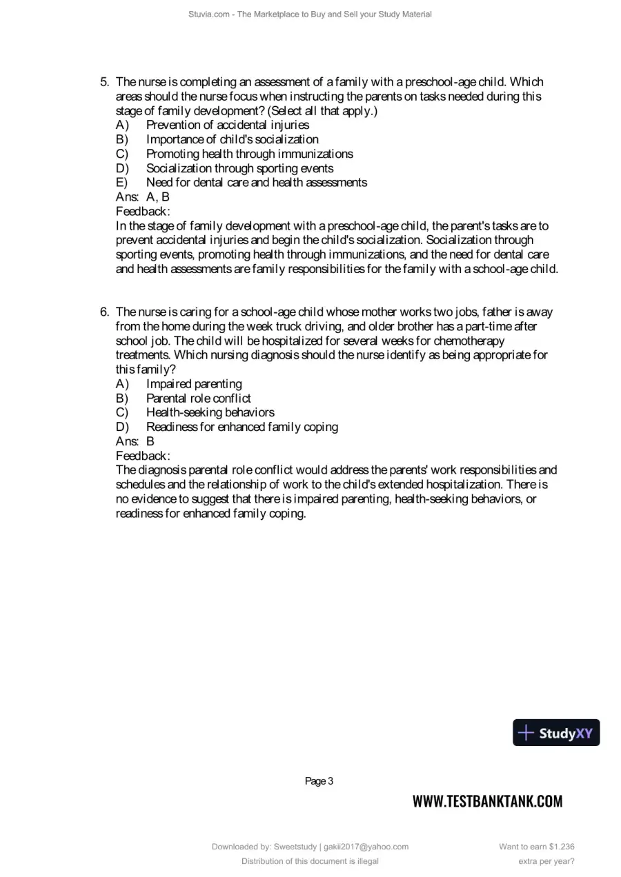 Test Bank for Maternal and Child Health Nursing: Care of the Childbearing and Childrearing Family, 9th North American Edition (Chapters 1-56), page 12