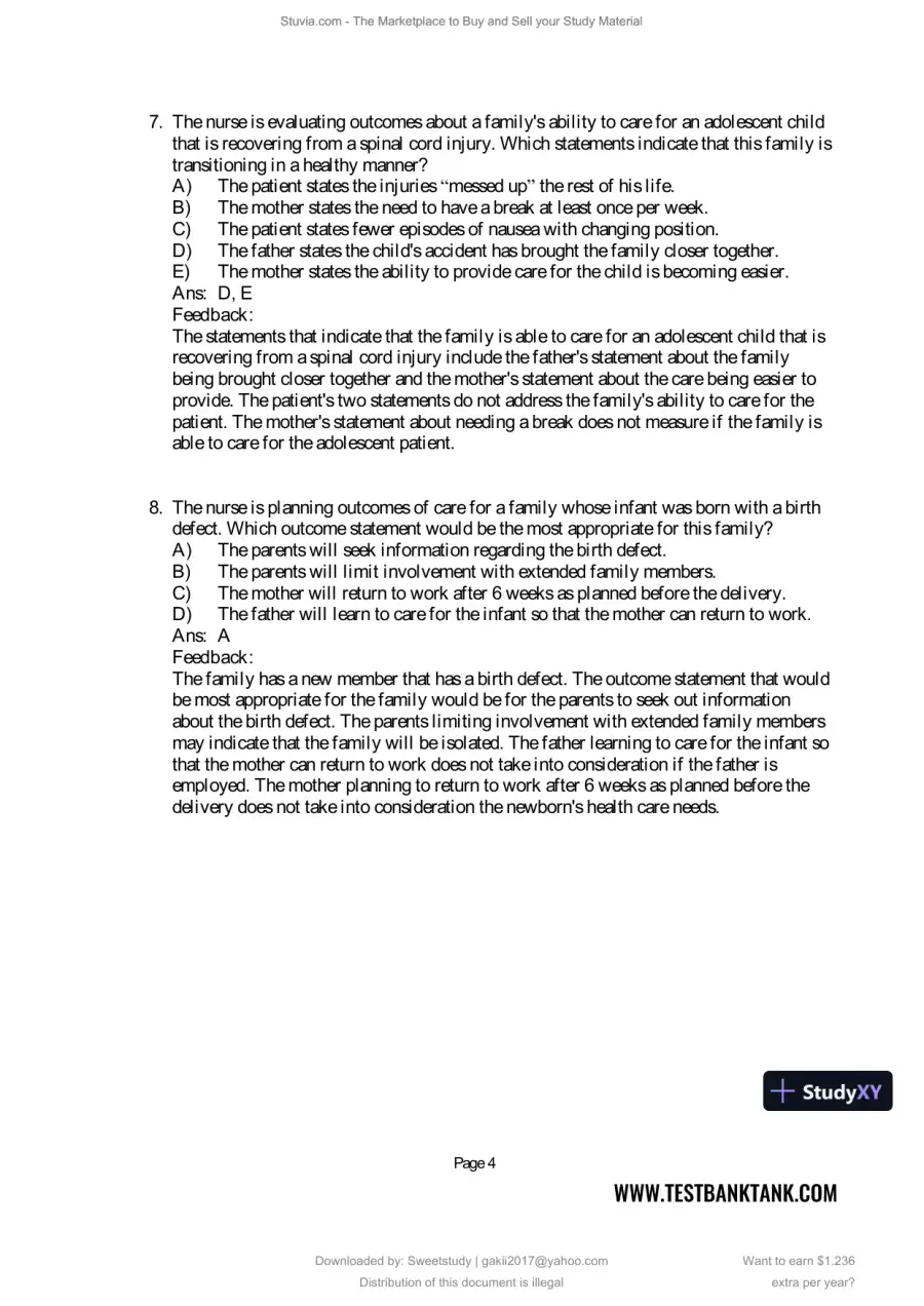 Test Bank for Maternal and Child Health Nursing: Care of the Childbearing and Childrearing Family, 9th North American Edition (Chapters 1-56), page 13