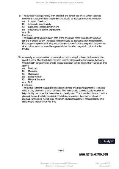 Test Bank for Maternal and Child Health Nursing: Care of the Childbearing and Childrearing Family, 9th North American Edition (Chapters 1-56) - Page 14 preview image