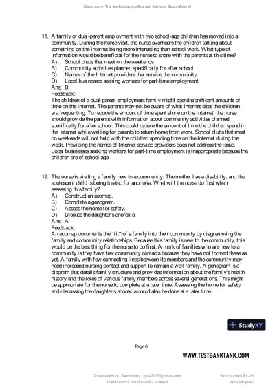 Test Bank for Maternal and Child Health Nursing: Care of the Childbearing and Childrearing Family, 9th North American Edition (Chapters 1-56) - Page 15 preview image