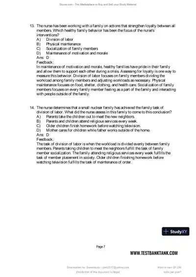Test Bank for Maternal and Child Health Nursing: Care of the Childbearing and Childrearing Family, 9th North American Edition (Chapters 1-56) - Page 16 preview image