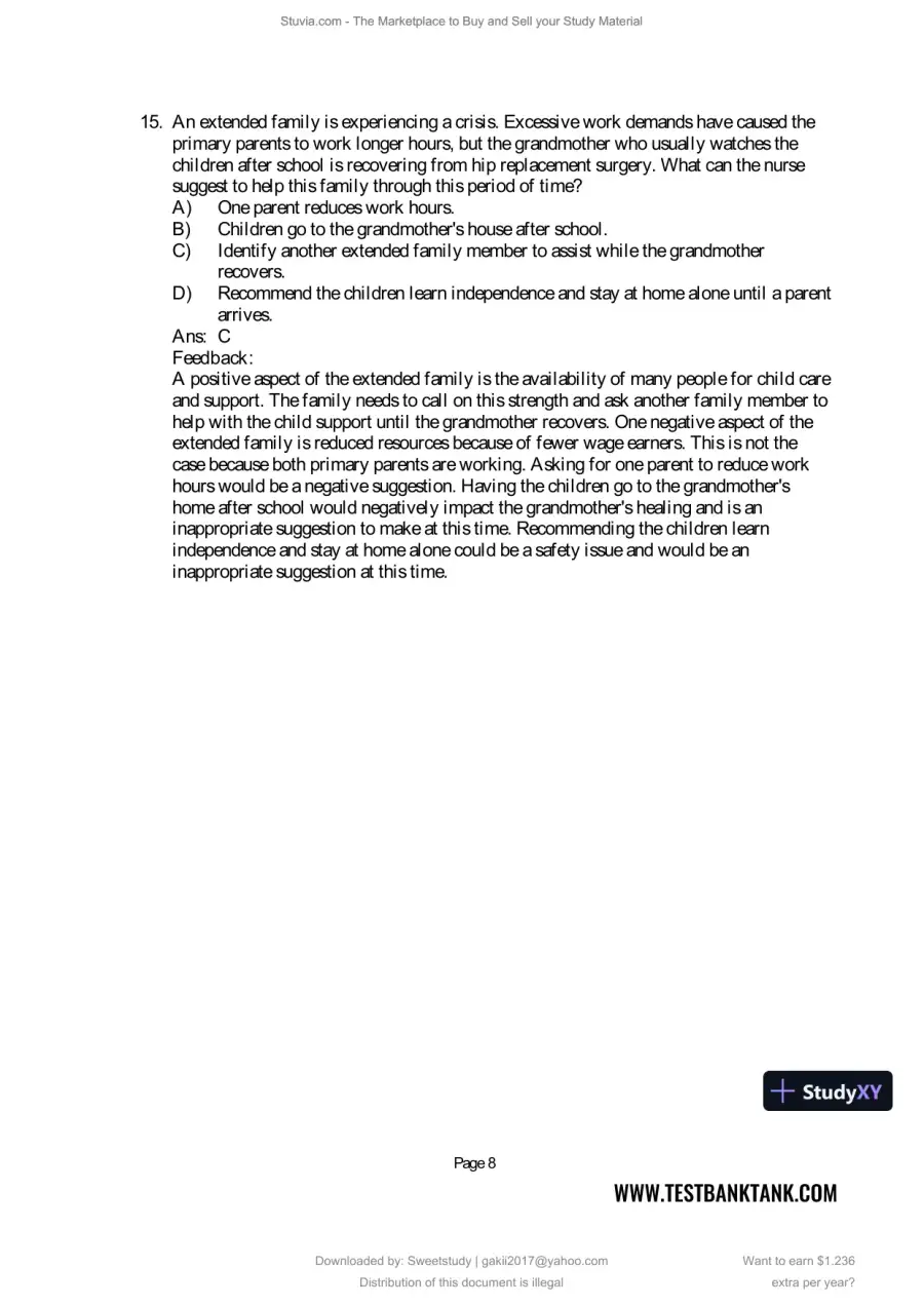 Test Bank for Maternal and Child Health Nursing: Care of the Childbearing and Childrearing Family, 9th North American Edition (Chapters 1-56), page 17