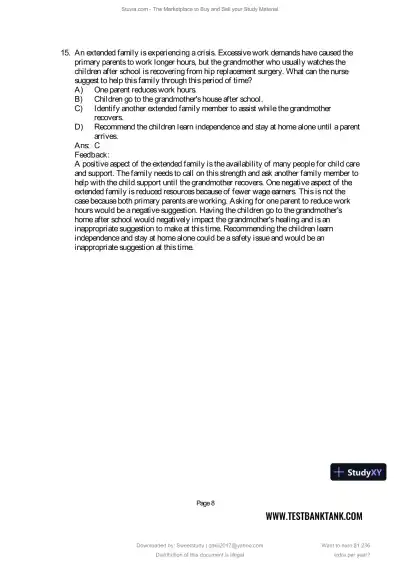 Test Bank for Maternal and Child Health Nursing: Care of the Childbearing and Childrearing Family, 9th North American Edition (Chapters 1-56) - Page 17 preview image