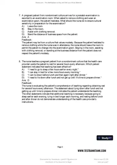 Test Bank for Maternal and Child Health Nursing: Care of the Childbearing and Childrearing Family, 9th North American Edition (Chapters 1-56) - Page 20 preview image