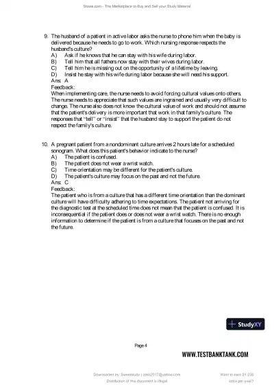 Test Bank for Maternal and Child Health Nursing: Care of the Childbearing and Childrearing Family, 9th North American Edition (Chapters 1-56) - Page 21 preview image