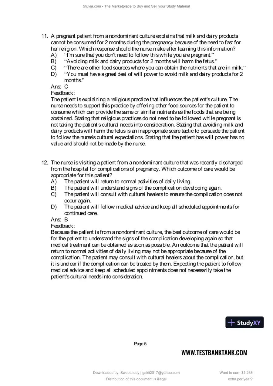 Test Bank for Maternal and Child Health Nursing: Care of the Childbearing and Childrearing Family, 9th North American Edition (Chapters 1-56), page 22