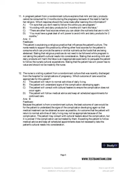Test Bank for Maternal and Child Health Nursing: Care of the Childbearing and Childrearing Family, 9th North American Edition (Chapters 1-56) - Page 22 preview image