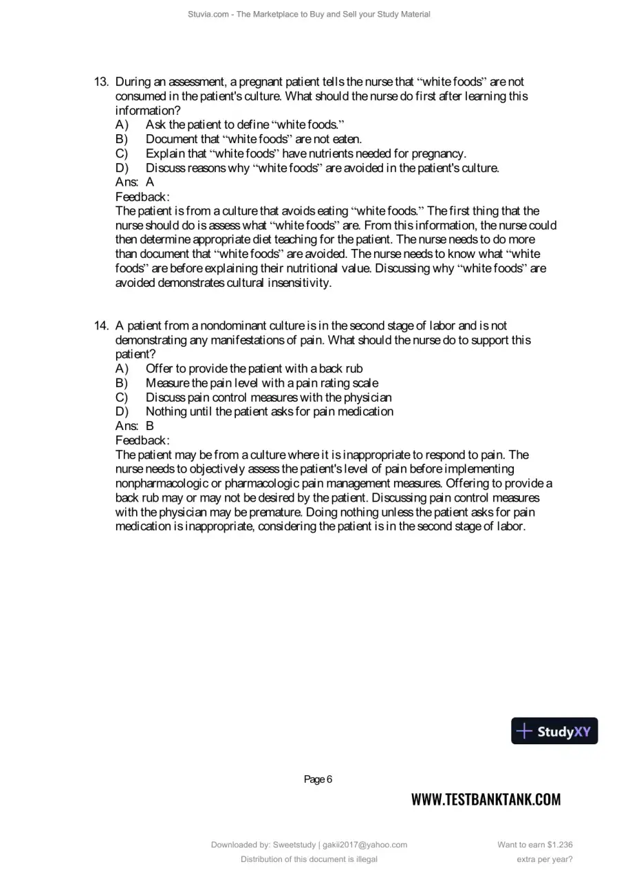 Test Bank for Maternal and Child Health Nursing: Care of the Childbearing and Childrearing Family, 9th North American Edition (Chapters 1-56), page 23