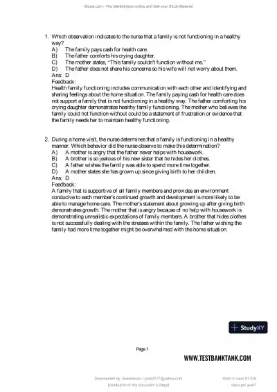 Test Bank for Maternal and Child Health Nursing: Care of the Childbearing and Childrearing Family, 9th North American Edition (Chapters 1-56) - Page 25 preview image