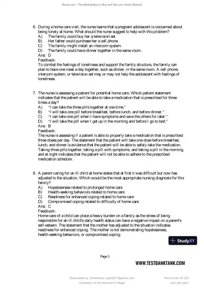 Test Bank for Maternal and Child Health Nursing: Care of the Childbearing and Childrearing Family, 9th North American Edition (Chapters 1-56) - Page 27 preview image