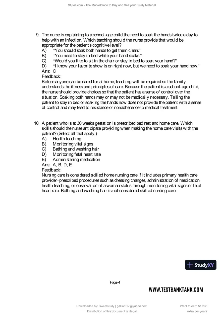 Test Bank for Maternal and Child Health Nursing: Care of the Childbearing and Childrearing Family, 9th North American Edition (Chapters 1-56), page 28